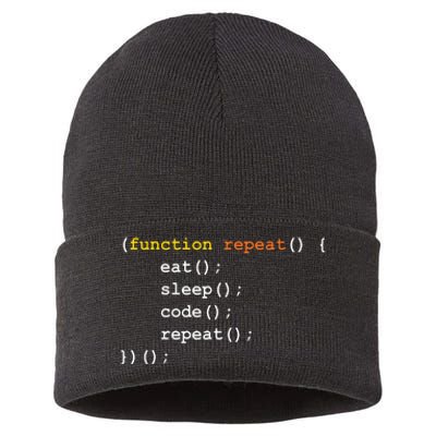 Funny Computer Science Programmer Eat Sleep Code Sustainable Knit Beanie