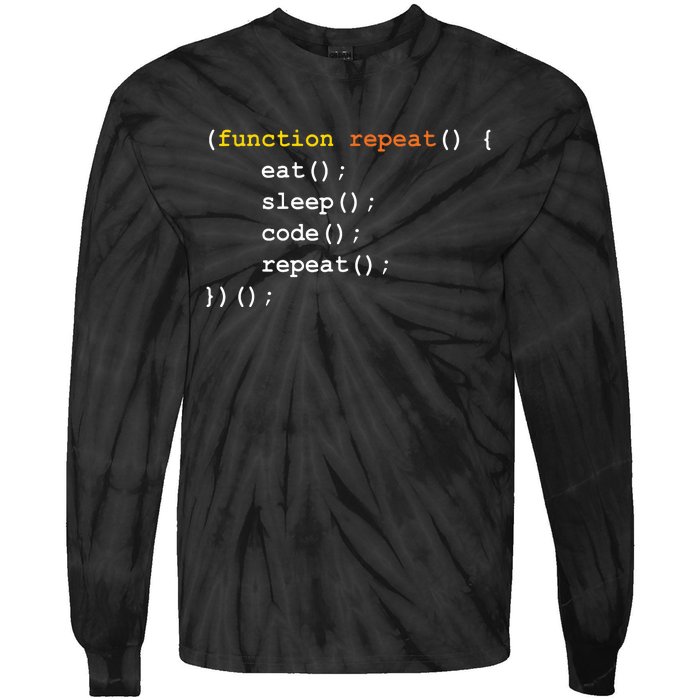 Funny Computer Science Programmer Eat Sleep Code Tie-Dye Long Sleeve Shirt