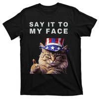 Funny Cat Say It To My Face Kamala Harris T-Shirt