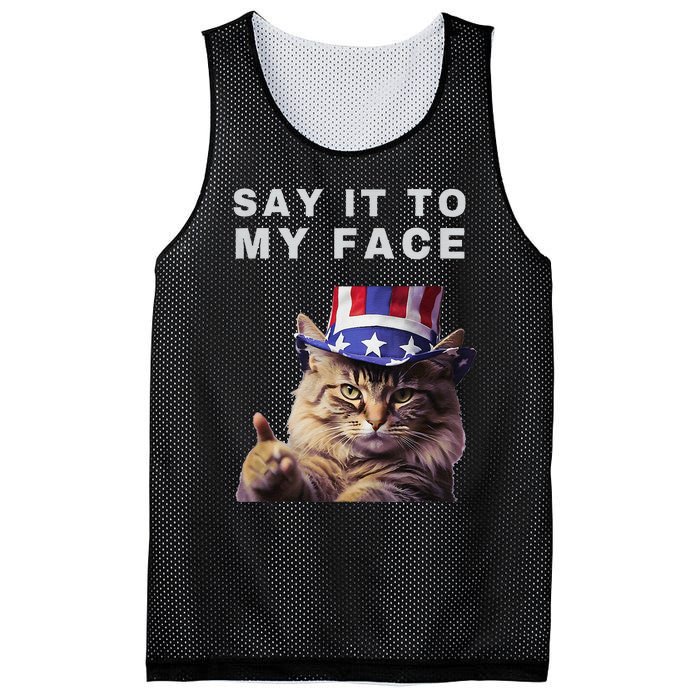 Funny Cat Say It To My Face Kamala Harris Mesh Reversible Basketball Jersey Tank