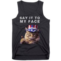 Funny Cat Say It To My Face Kamala Harris Tank Top