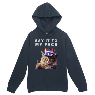 Funny Cat Say It To My Face Kamala Harris Urban Pullover Hoodie