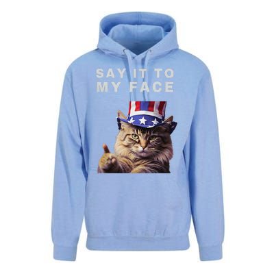 Funny Cat Say It To My Face Kamala Harris Unisex Surf Hoodie