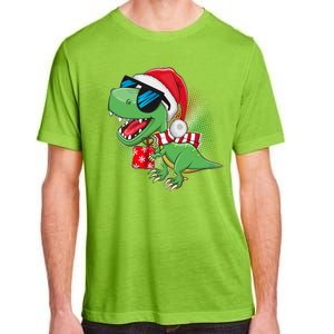 Funny Christmas Santa Trex Dinosaur Adult ChromaSoft Performance T-Shirt