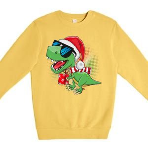 Funny Christmas Santa Trex Dinosaur Premium Crewneck Sweatshirt