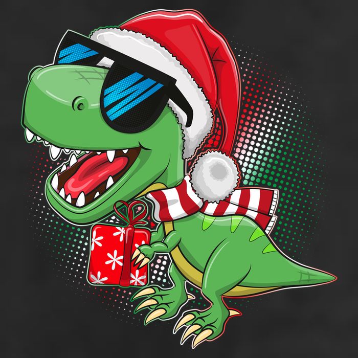 Funny Christmas Santa Trex Dinosaur 7 Panel Mesh Trucker Snapback Hat