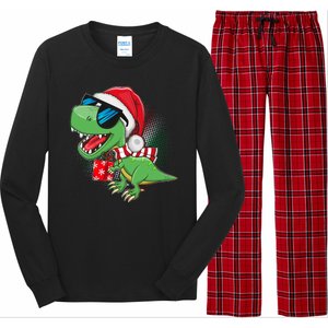 Funny Christmas Santa Trex Dinosaur Long Sleeve Pajama Set