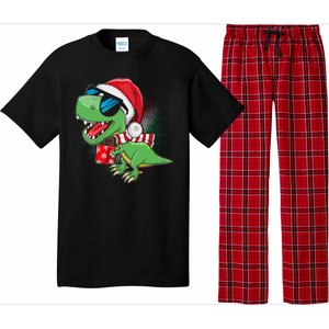 Funny Christmas Santa Trex Dinosaur Pajama Set