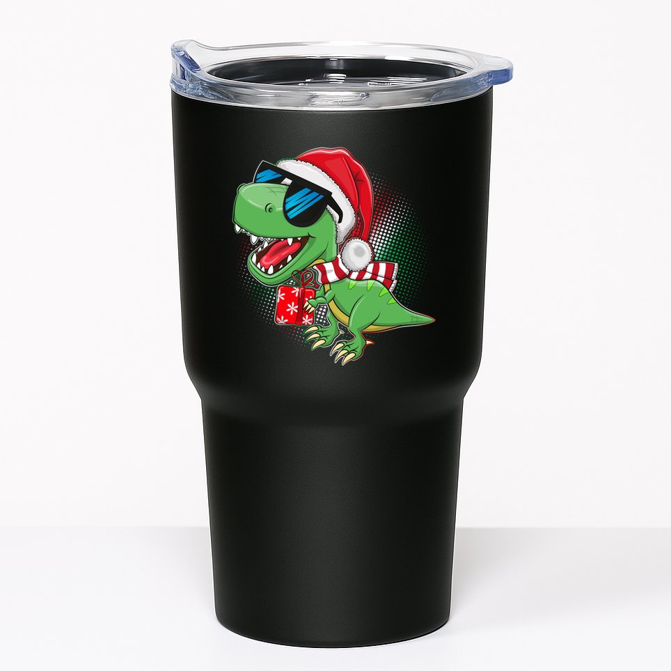 Funny Christmas Santa Trex Dinosaur Tumbler
