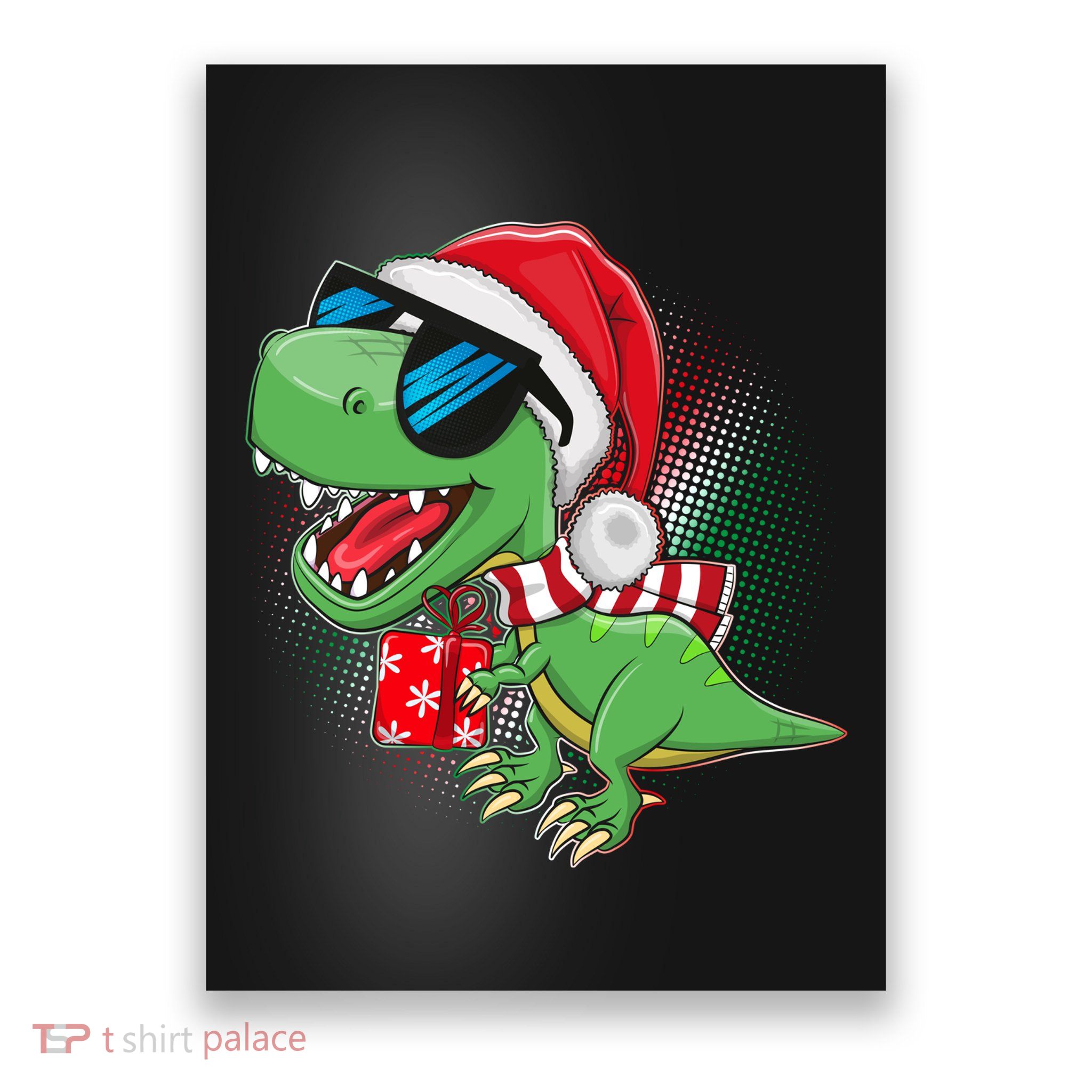 Funny Christmas Santa Trex Dinosaur Poster