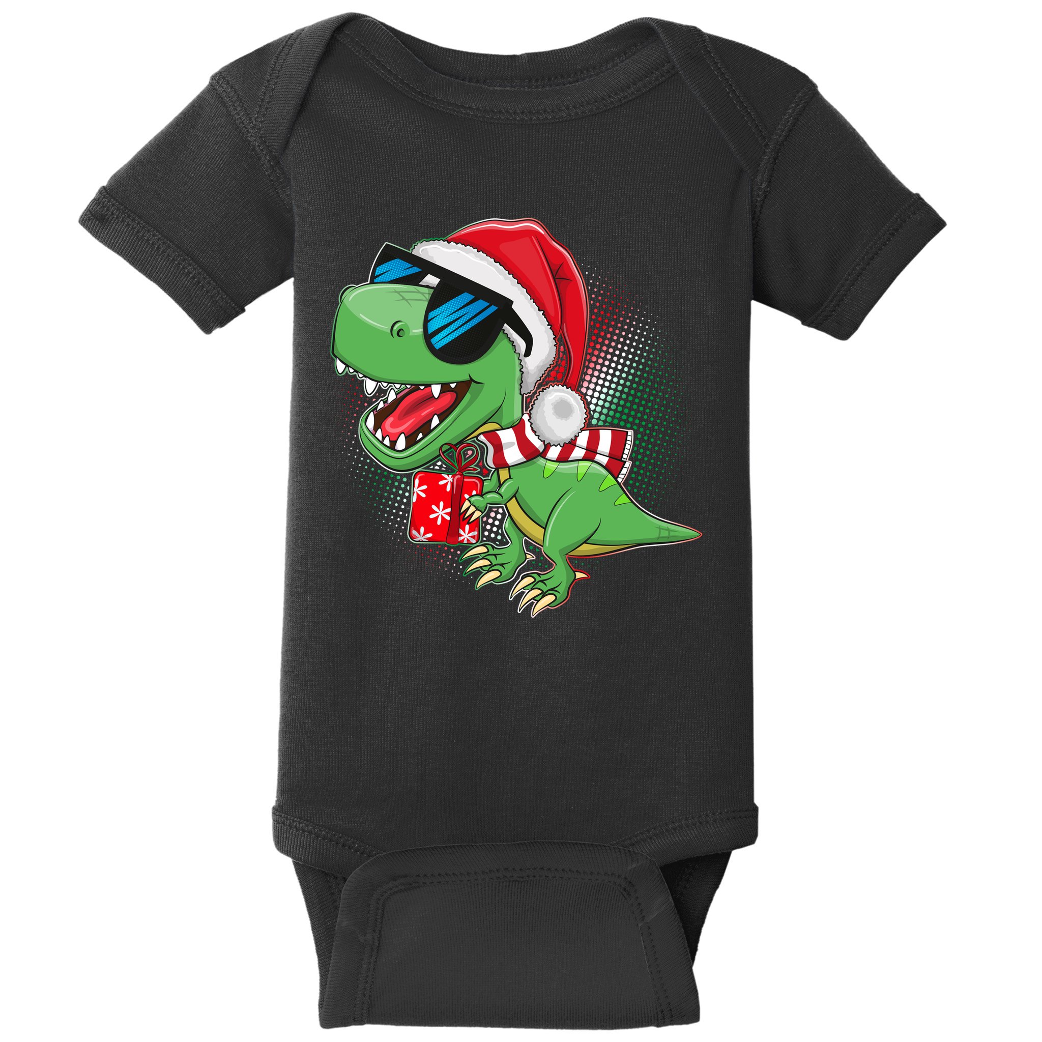 Funny Christmas Santa Trex Dinosaur Baby Bodysuit