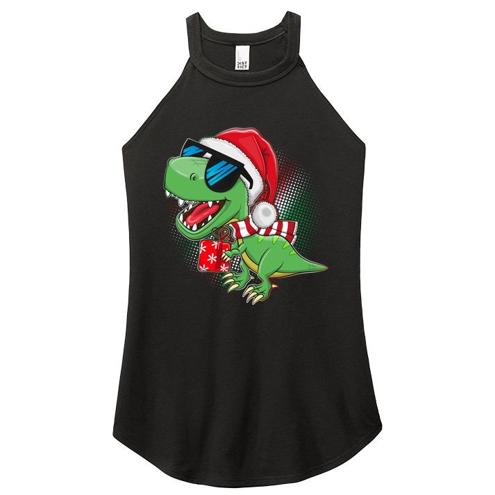 Funny Christmas Santa Trex Dinosaur Women's Perfect Tri Rocker Tank