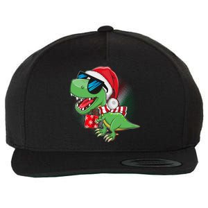 Funny Christmas Santa Trex Dinosaur Wool Snapback Cap