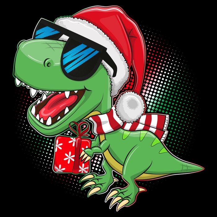 Funny Christmas Santa Trex Dinosaur Zip Tote Bag