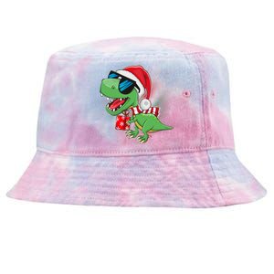 Funny Christmas Santa Trex Dinosaur Tie-Dyed Bucket Hat