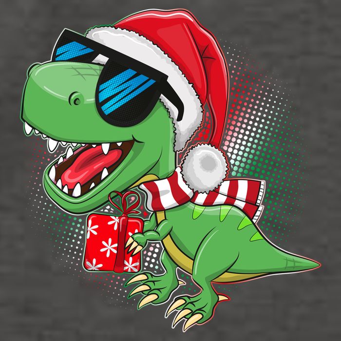Funny Christmas Santa Trex Dinosaur Vector Backpack