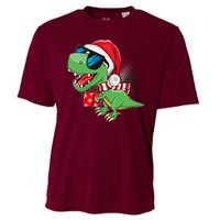 Funny Christmas Santa Trex Dinosaur Cooling Performance Crew T-Shirt