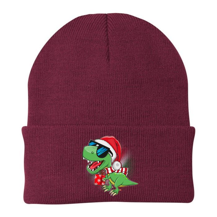 Funny Christmas Santa Trex Dinosaur Knit Cap Winter Beanie