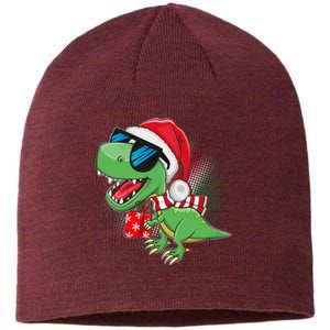 Funny Christmas Santa Trex Dinosaur Sustainable Beanie