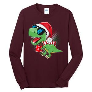 Funny Christmas Santa Trex Dinosaur Tall Long Sleeve T-Shirt