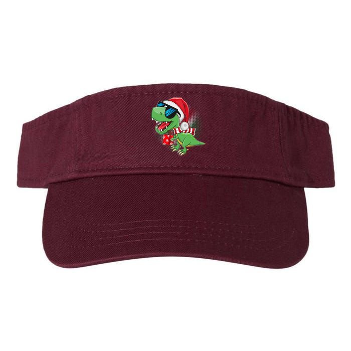 Funny Christmas Santa Trex Dinosaur Valucap Bio-Washed Visor