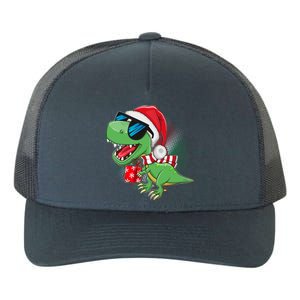 Funny Christmas Santa Trex Dinosaur Yupoong Adult 5-Panel Trucker Hat