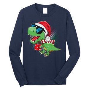 Funny Christmas Santa Trex Dinosaur Long Sleeve Shirt