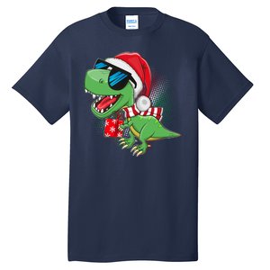 Funny Christmas Santa Trex Dinosaur Tall T-Shirt