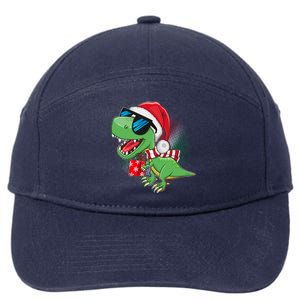 Funny Christmas Santa Trex Dinosaur 7-Panel Snapback Hat