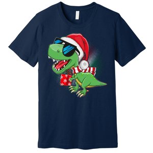 Funny Christmas Santa Trex Dinosaur Premium T-Shirt