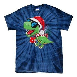 Funny Christmas Santa Trex Dinosaur Tie-Dye T-Shirt