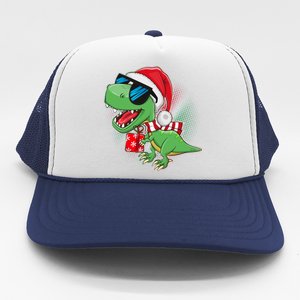 Funny Christmas Santa Trex Dinosaur Trucker Hat