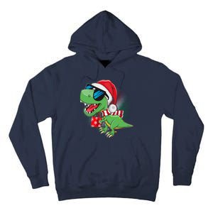 Funny Christmas Santa Trex Dinosaur Tall Hoodie