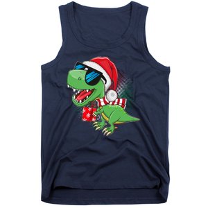 Funny Christmas Santa Trex Dinosaur Tank Top