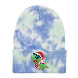 Funny Christmas Santa Trex Dinosaur Tie Dye 12in Knit Beanie