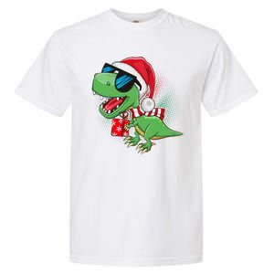 Funny Christmas Santa Trex Dinosaur Garment-Dyed Heavyweight T-Shirt