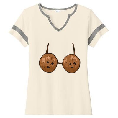 Funny Coconut Summer Coconuts Bra Funny Halloween Summer Ladies Halftime Notch Neck Tee