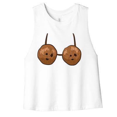 Funny Coconut Summer Coconuts Bra Funny Halloween Summer Women's Racerback Cropped Tank