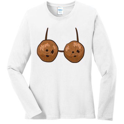 Funny Coconut Summer Coconuts Bra Funny Halloween Summer Ladies Long Sleeve Shirt