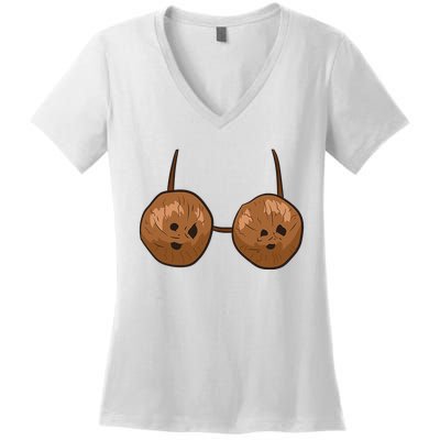 Funny Coconut Summer Coconuts Bra Funny Halloween Summer Women's V-Neck T-Shirt