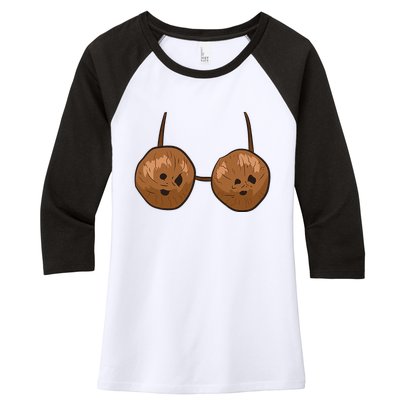 Funny Coconut Summer Coconuts Bra Funny Halloween Summer Women's Tri-Blend 3/4-Sleeve Raglan Shirt