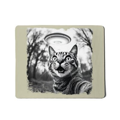 Funny Cat Selfie With Alien Abduction For  Women Mousepad