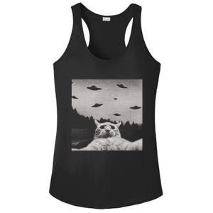 Funny Cat Selfie With Alien Ufos Funny Cat Lovers AlienS Ufo Ladies PosiCharge Competitor Racerback Tank