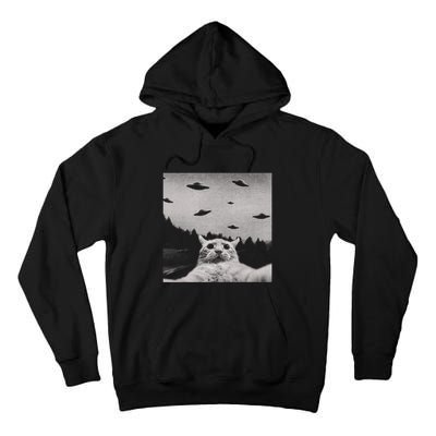 Funny Cat Selfie With Alien Ufos Funny Cat Lovers AlienS Ufo Tall Hoodie