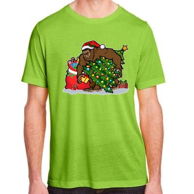 Funny Christmas Santa Sasquatch Bigfoot Adult ChromaSoft Performance T-Shirt