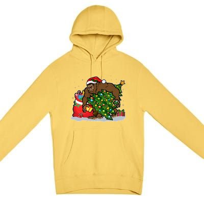 Funny Christmas Santa Sasquatch Bigfoot Premium Pullover Hoodie