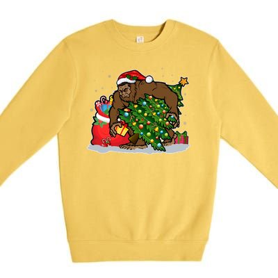 Funny Christmas Santa Sasquatch Bigfoot Premium Crewneck Sweatshirt