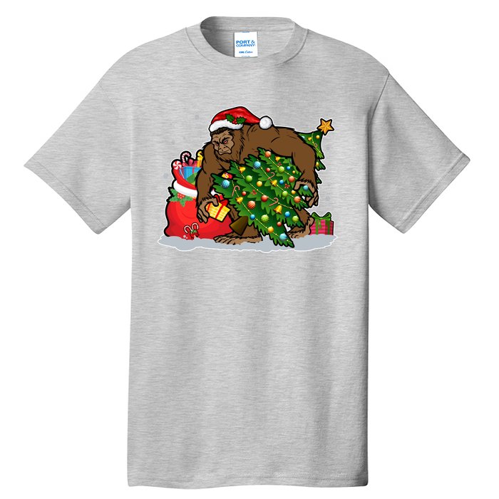 Funny Christmas Santa Sasquatch Bigfoot Tall T-Shirt