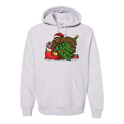 Funny Christmas Santa Sasquatch Bigfoot Premium Hoodie