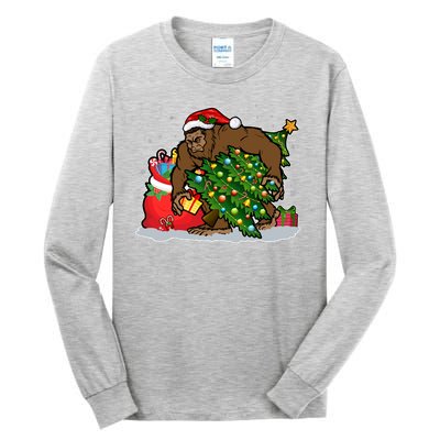 Funny Christmas Santa Sasquatch Bigfoot Tall Long Sleeve T-Shirt